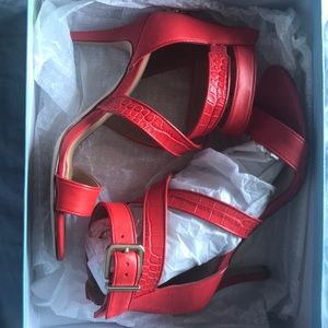 High heels leathered orange